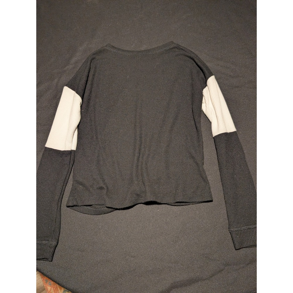 No Boundaries Girls Waffle Knit Front Knot Thermal Top Grey Cream Size M 7-9 - Picture 2 of 3